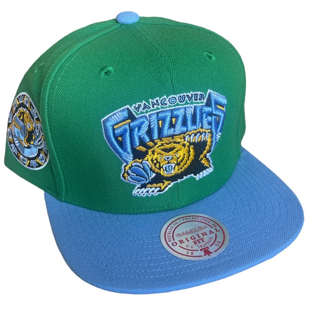 VANCOUVER GRIZZLIES Mitchell & Ness NBA HWC Snapback Green Carolina Blue Cap Hat